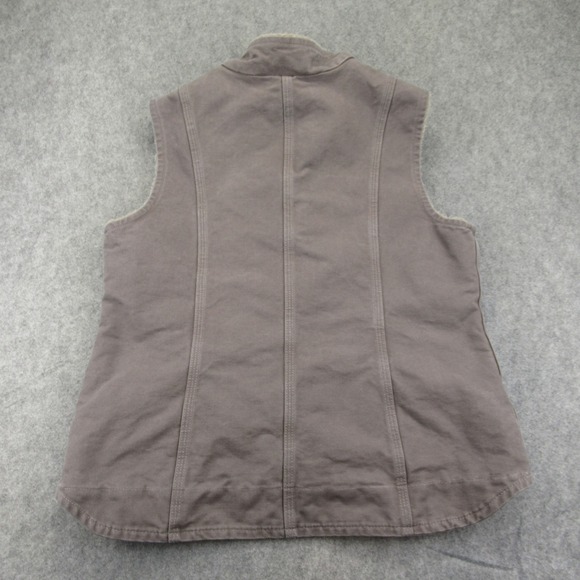 Carhartt Sherpa Lined Mock Neck Canvas Work Vest Gray Womens Size L 12/14 - Picture 7 of 9